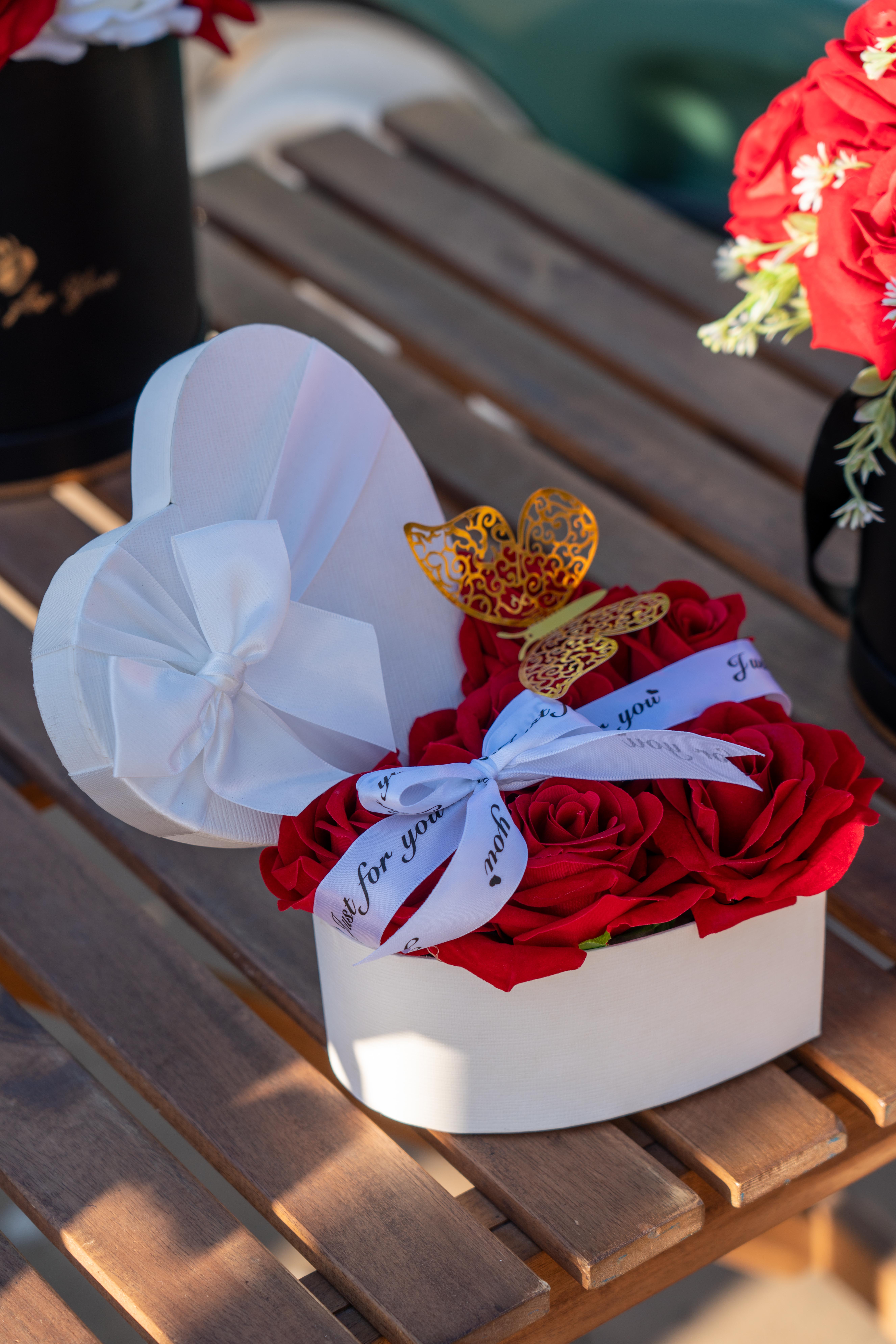 Cœur de fleurs rouge Acrylique